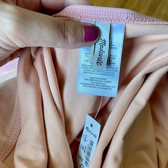 Madewell Second Wave Square Neck Tank One-Piece Swimsuit in colour Pink Icing - Picture 5 of 8